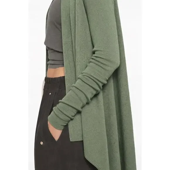Rick Owens Wool Ribbed Wrap Cardigan Green size M - Picture 2 of 7